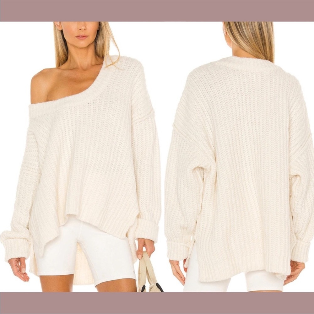 Free People Blue Bell V-Neck Sweater Creamy White Size XS
